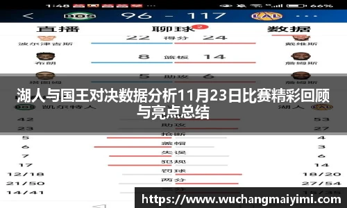 湖人与国王对决数据分析11月23日比赛精彩回顾与亮点总结